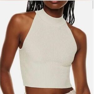 Aritizia Babaton Light Beige Sleeveless Sculpt Knit Top